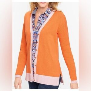 NWOT Talbots ColorBlock Girlfriend‎ Cardigan XL Petite Minimalist Casual Preppy